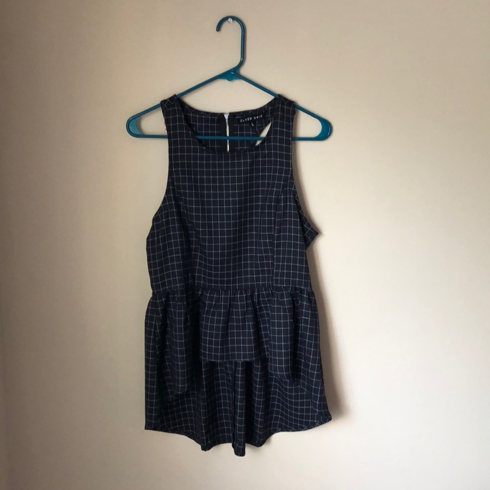 Navy peplum high-low top